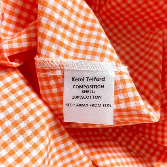 Kemi Telford Button Down Shirt Dress Gingham Blue Orange Size Medium - Picture 5 of 8